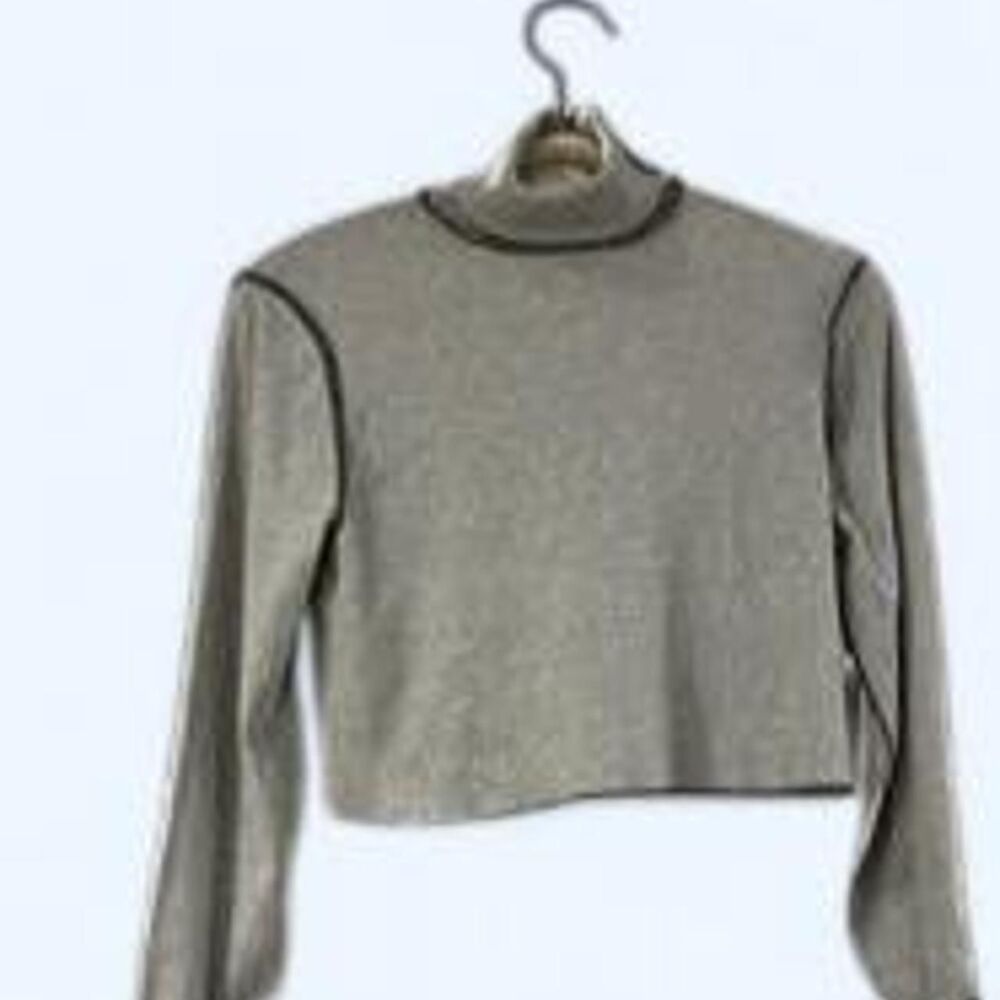 Forever-21 Women's Grey and Green Crop-top